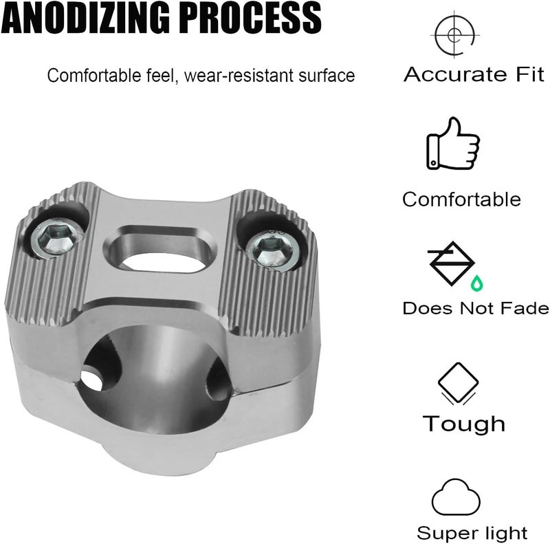 Adsspro Universal Motorcycle 7/8" 1 1/8" 22MM 28MM CNC Aluminum Handlebar Handle Risers Adjustable Fat Bar Adapter Mount Clamps Universal For EXC KLX KXF YZF CRF XR SX SXF XCW WR YZ Dirt Pit Bike (silver) - Image 4